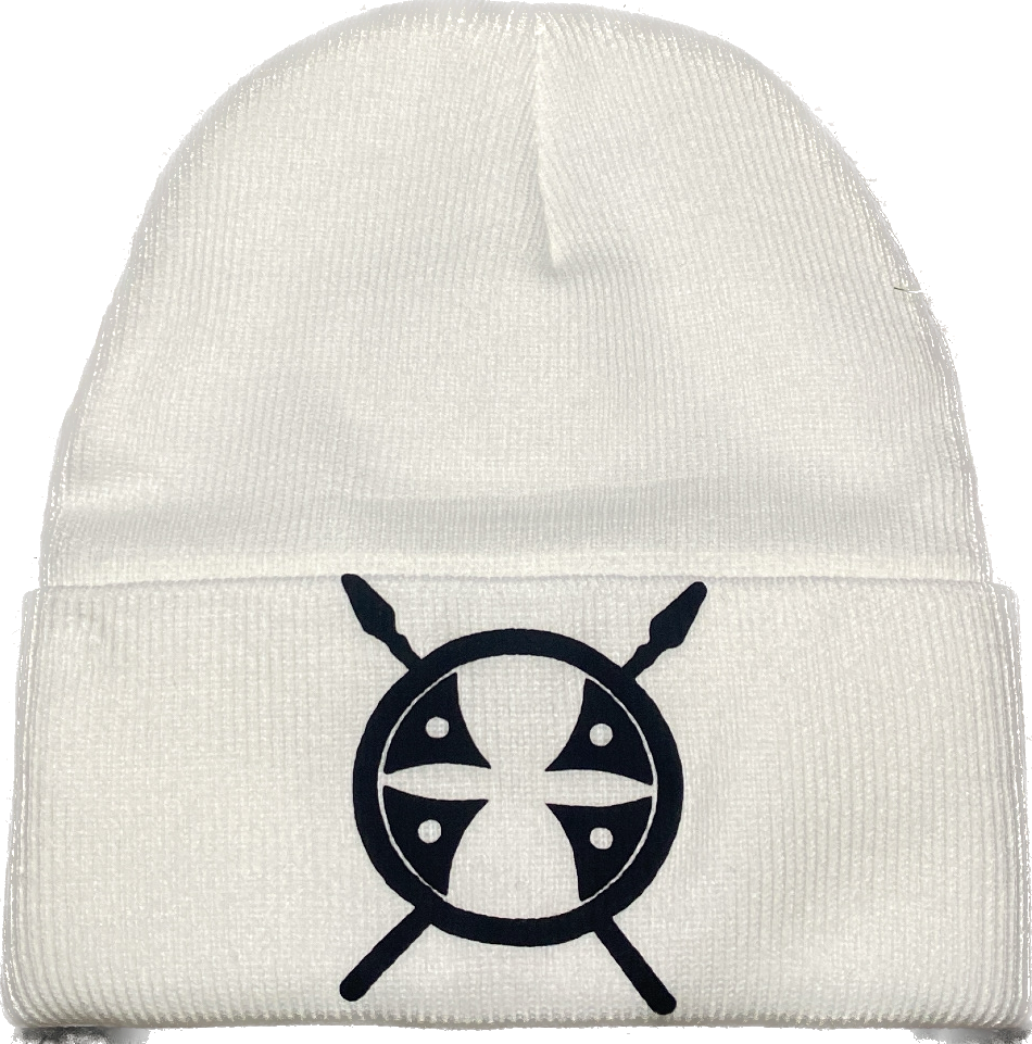 White Schleepwear logo beanie.