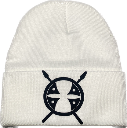 White Schleepwear logo beanie.